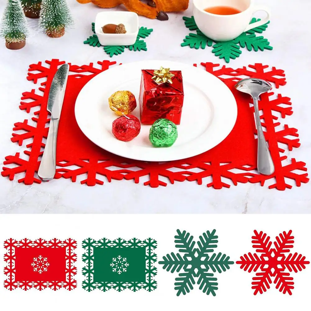 2 buc de Crăciun Placemat Durabile, Reutilizabile Formă de Fulg de nea Coaster pentru Mese Festive Decoratiuni de Masă . ' - ' . 0