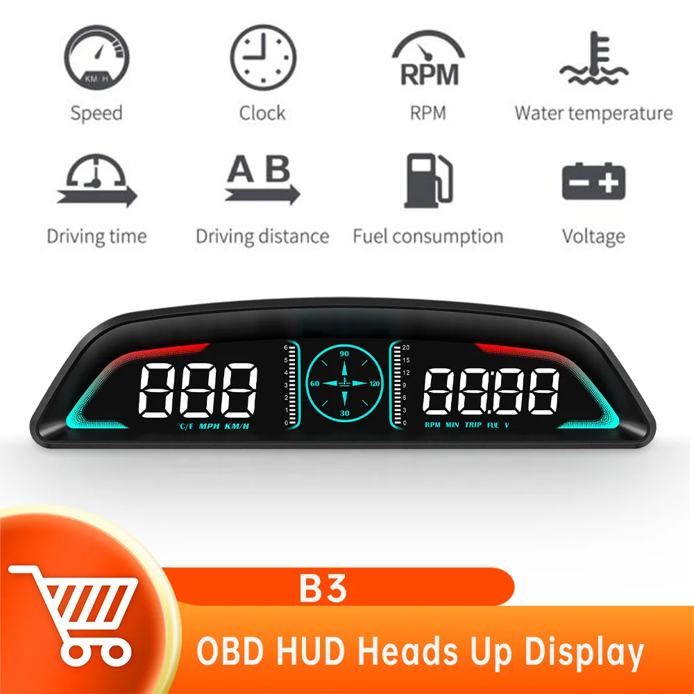 2023 Nou HUD Heads Up Display Digital Inteligent HUD Vitezometru Temperatura Apei Indicator de Tensiune Consum de Combustibil cu Funcția de Alarmă . ' - ' . 0