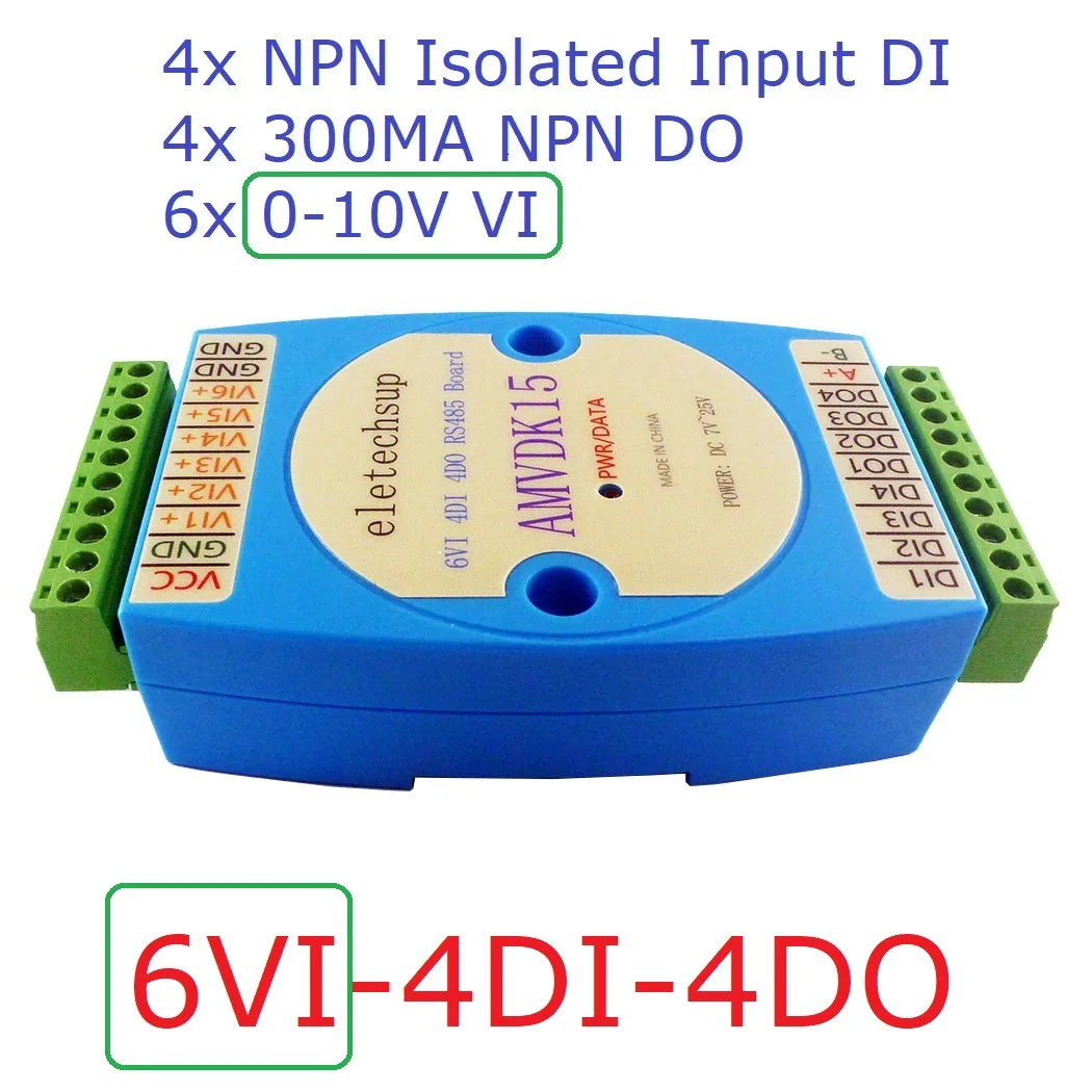 6VI/4DI/4DO 0-10V Intrare / intrare Digitală și ieșire modulul / RS485 MODBUS RTU Comunicare . ' - ' . 0