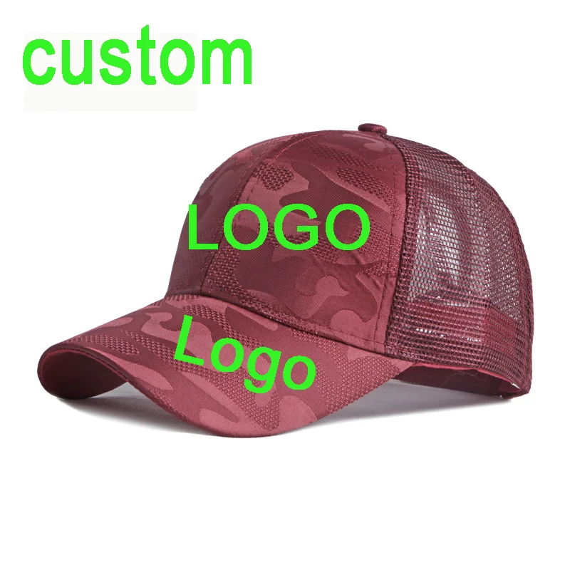 6colors Diy logo-ul Personalizat Broderie Baseball Capponytail pălărie Femei Solid Reglabil Camo mesh Snapback hat cu Logo-ul Scrisoare . ' - ' . 0