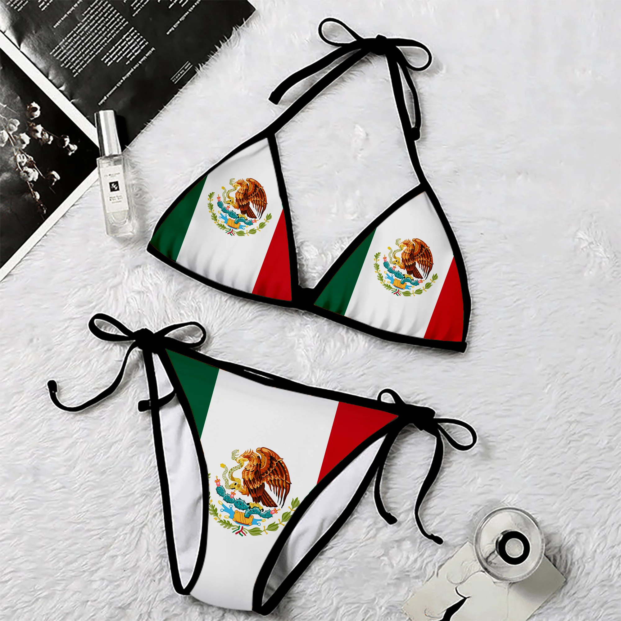 America de nord Mândru Mexic Simbol Steagul Stema de Imprimare 3D Femei Micro Set de Bikini Vara pe Plajă Plaja Sexy Costume de Baie . ' - ' . 0