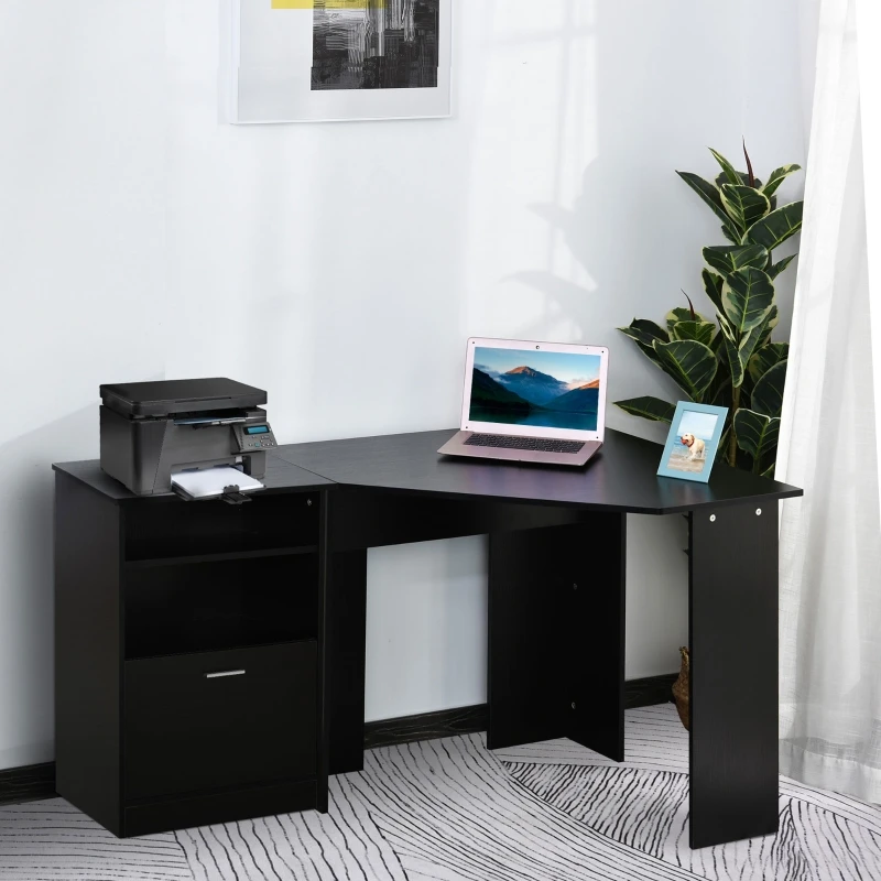 Birou de calculator cu Imprimantă Cabinet, L-în Formă de Colț de Birou cu Bagaje, Studiu de PC de Lucru pentru Biroul de Acasă,Material de calitate . ' - ' . 0