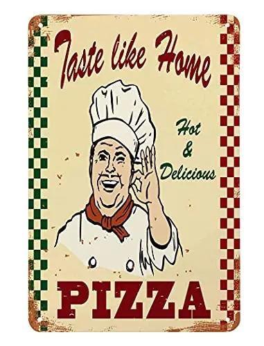 Bucătar Italian Saruta Degetele cu Gust de Pizza Poster de Perete Tin Semn de Epocă GRĂTAR, Restaurant Cina, Room Cafe Shop Decor . ' - ' . 0