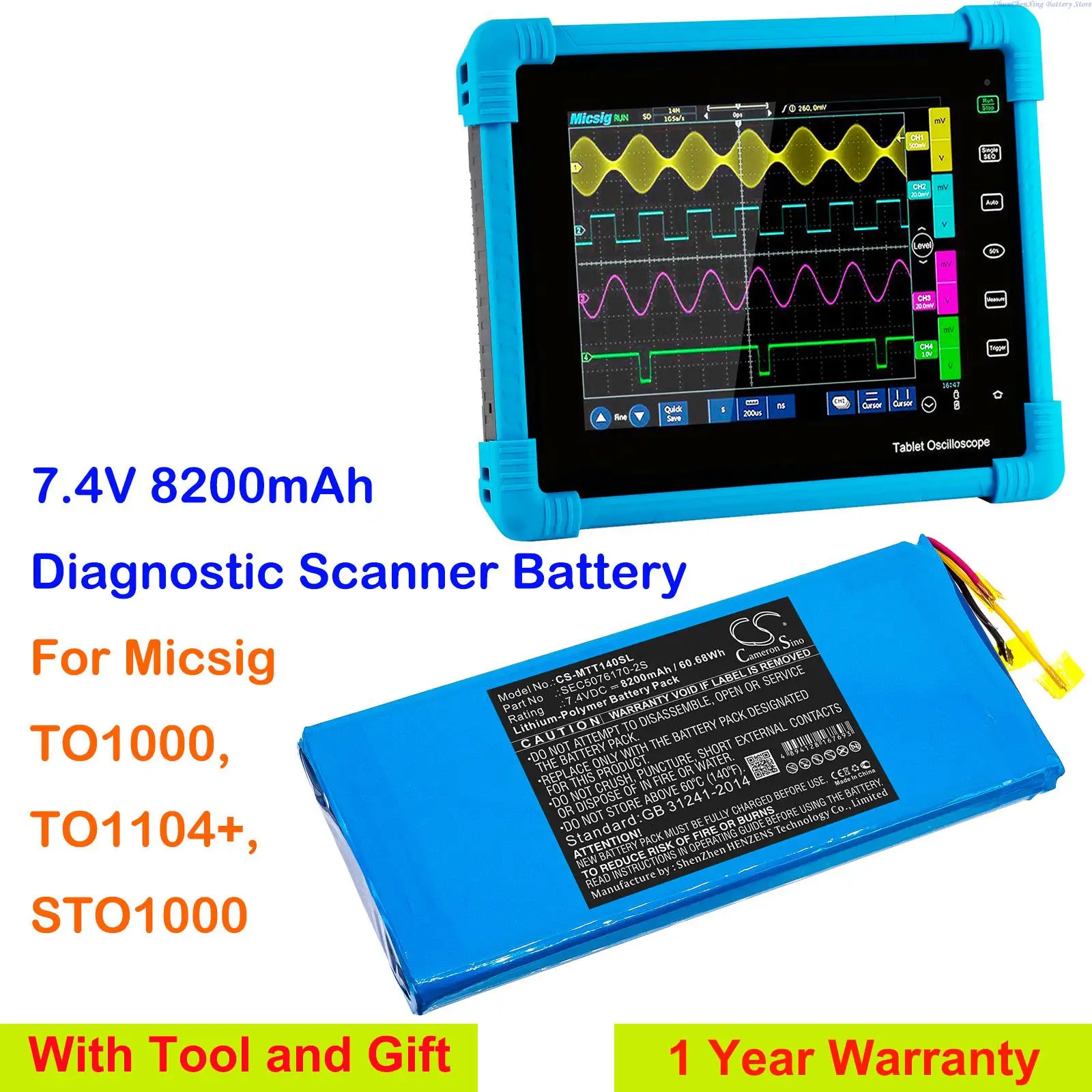 Cameron Sino 8200mAh Scaner de Diagnosticare Baterie SEC5076170-2S pentru Micsig TO1000, TO1104+, STO1000,ST01000,T01104+, T01000 +Instrument . ' - ' . 0