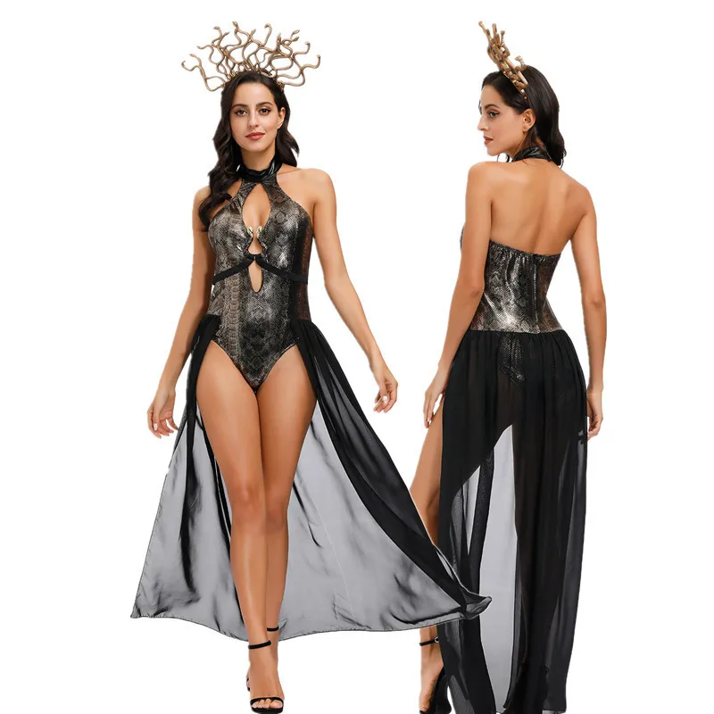 Costum de Halloween pentru Femei Mit Antic grec Medusa Șarpe Cosplay Dress articole pentru acoperirea capului de Șarpe Sirena Haine de Vrajitoare 2023 Costum de Petrecere . ' - ' . 0