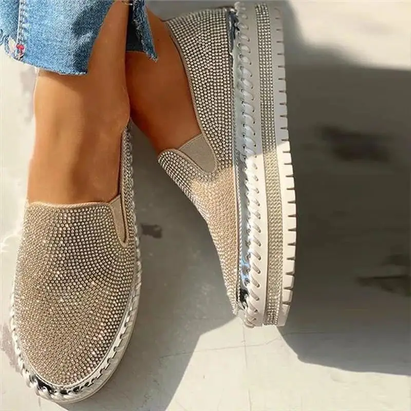 Cristal Adidasi Pantofi pentru Femei 2023 Apartamente Rhinestone Bling Cusut Platforma Mocasini Casual, Confortabil de sex Feminin . ' - ' . 0