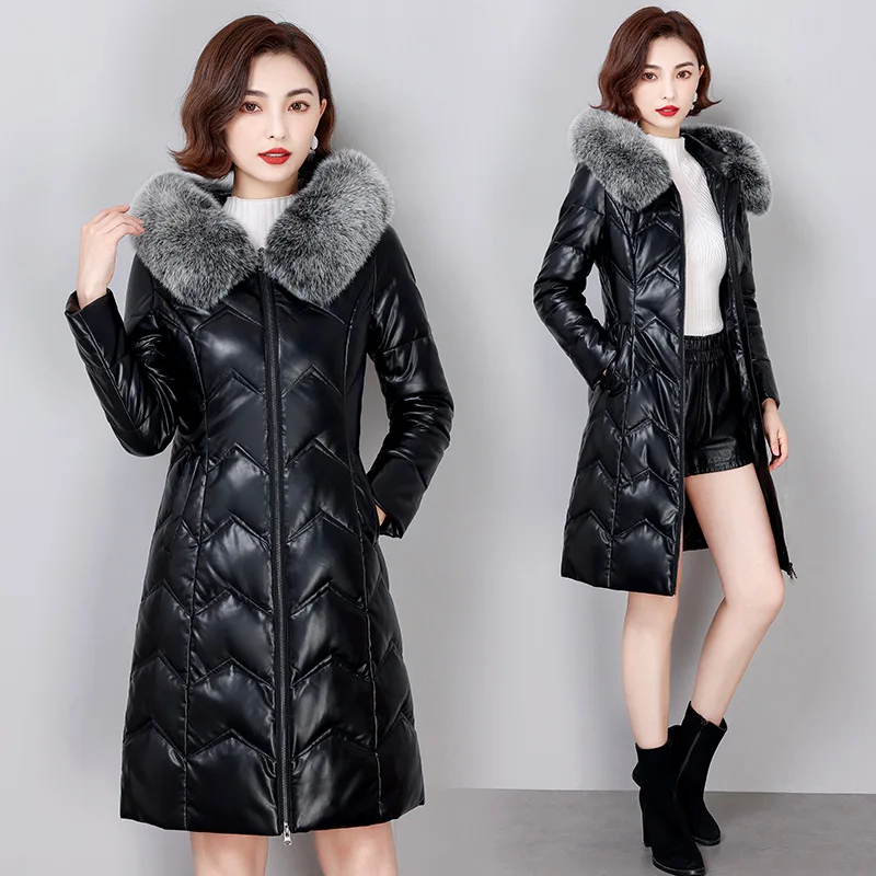 De iarnă pentru Femei Jacheta de lungime medie din Piele Jachete Femei de Îmbrăcăminte de Blană de Vulpe Guler coreean 90% Alb Rață Jos Haina Îngroșat . ' - ' . 0