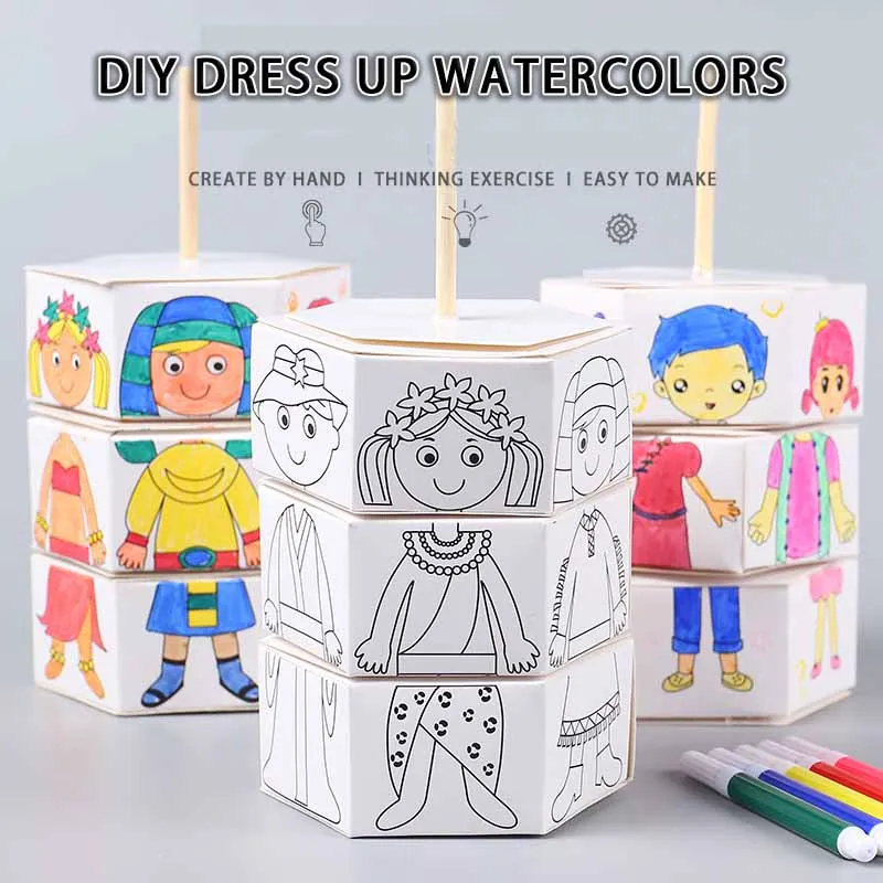 Jucării pentru copii de Simplu Manual de Rotație Pictura in Acuarela Hârtie DIY Dress Up Noutate Puzzle Părinte-copil, Jucarii Interactive . ' - ' . 0