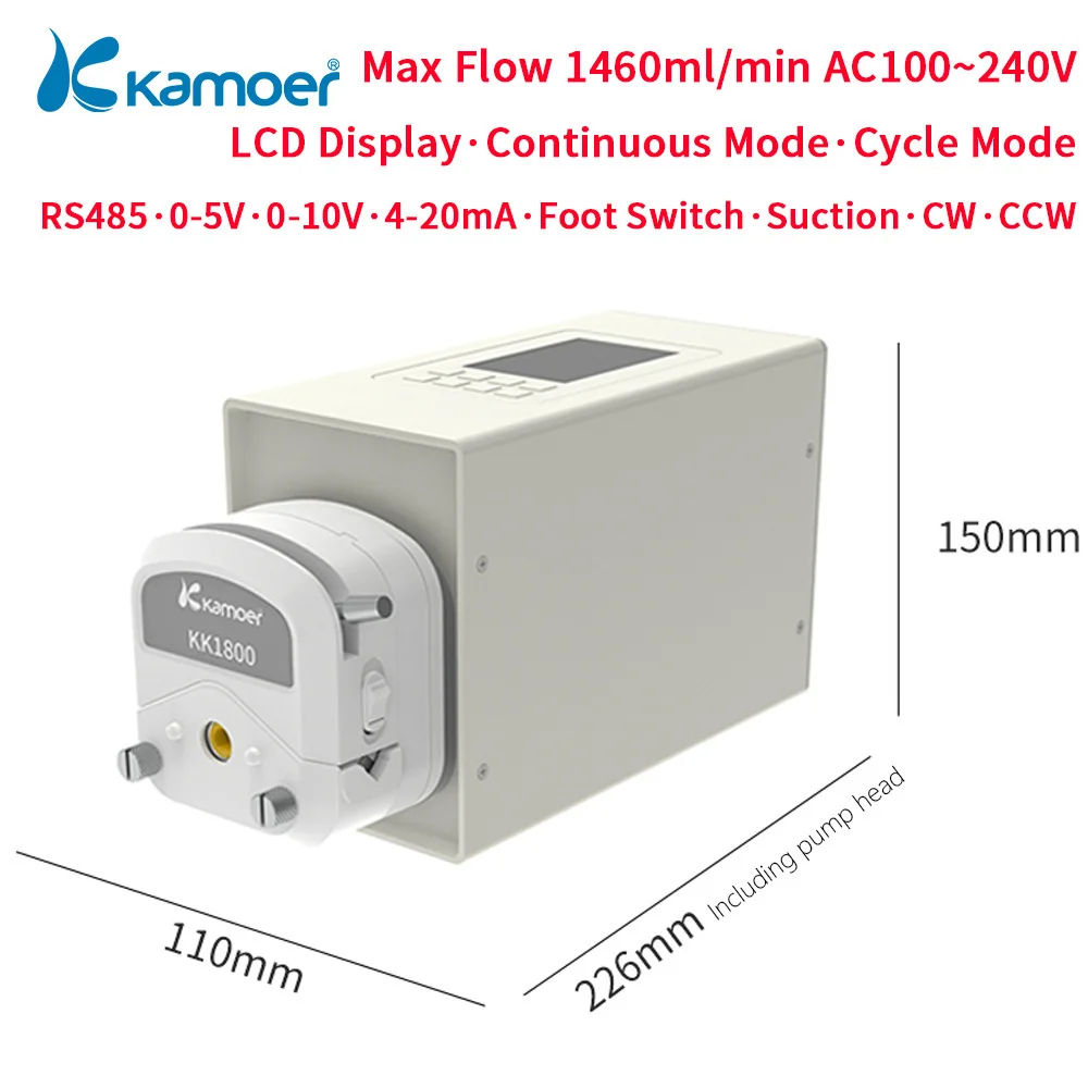 Kamoer 1460ml/min M3-STP-KK1800 Reglabil Pompă Peristaltică AC100V-240V Flux Mare pas cu pas Pompa de Dozare Comutator de Picior, RS485 Pentru Laborator . ' - ' . 0