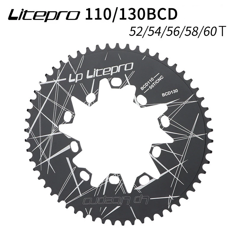 Litepro Aluminiu-Aliaj de Drum/Pliere Biciclete Pinioane Ovale 110/130BCD Angrenajul Angrenajul 52/54/56/58/60T Accesorii pentru Biciclete . ' - ' . 0
