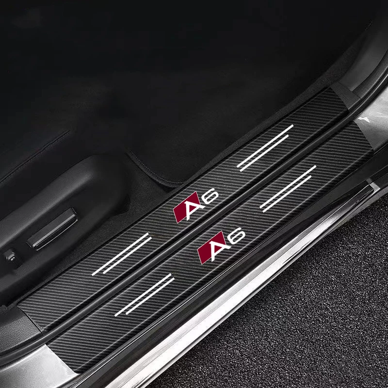 Masina Pragului de Ușă Fibra de Carbon Autocolante Anti Scratch Spate cutie de bara Pentru audi A6 cu logo-ul de accesorii auto . ' - ' . 0