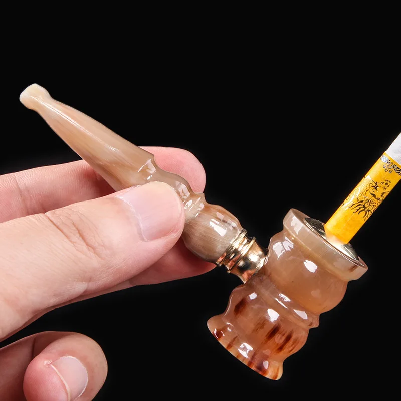 Naturale horn conducte dual-scop portabil detasabila de curățare și filtrare tabachera pentru gros și subțire țigări . ' - ' . 0