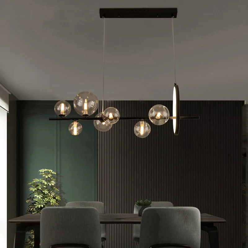 Nordic Modern Negru Lung Minge de Sticlă Candelabru Camera de zi Dormitor Bucatarie Bar Pandantiv cu LED-uri Lămpi de Iluminat Interior Decor Acasă . ' - ' . 0