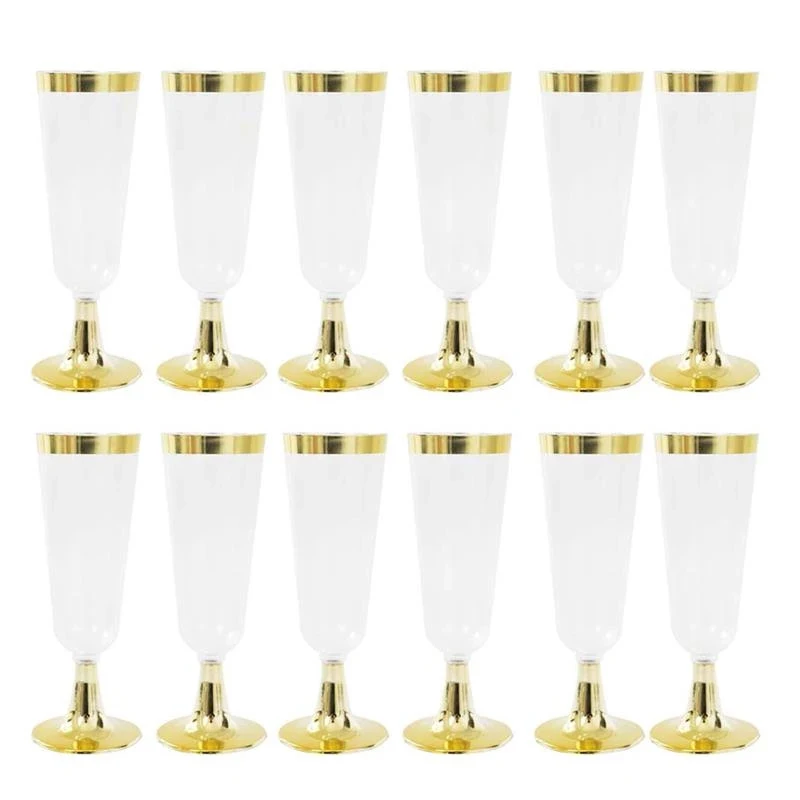 Nunta Sampanie Flute din Plastic de Unică folosință Nunta Cupa Pahar de Șampanie Băut Ustensile de Petrecere-Aur . ' - ' . 0
