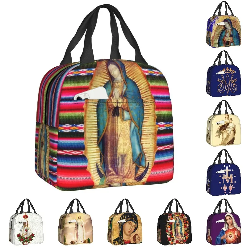 Our Lady Of Guadalupe Virgen Maria Zarape Izolate masa de Prânz Sac pentru Femei Impermeabil Fecioara Maria Catolică Termică Cooler Bento Box . ' - ' . 0