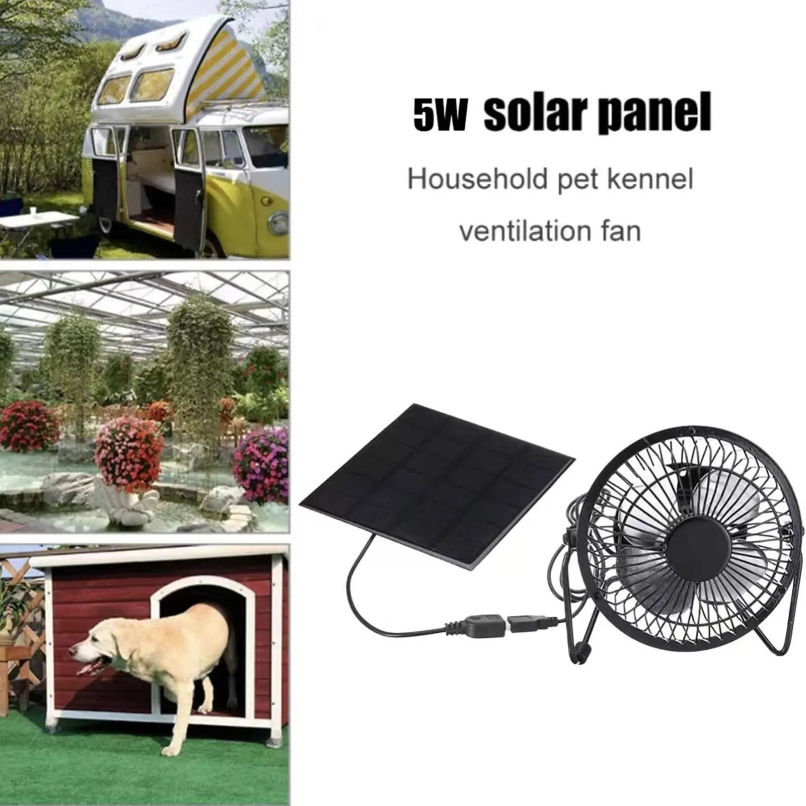 Panou Solar Alimentat Fan 5W USB 360 de Grade, Reglabil Panou Solar cu efect de Seră Ventilator pentru aer liber Coop de Pui Caine de Casa, de uz Casnic . ' - ' . 0