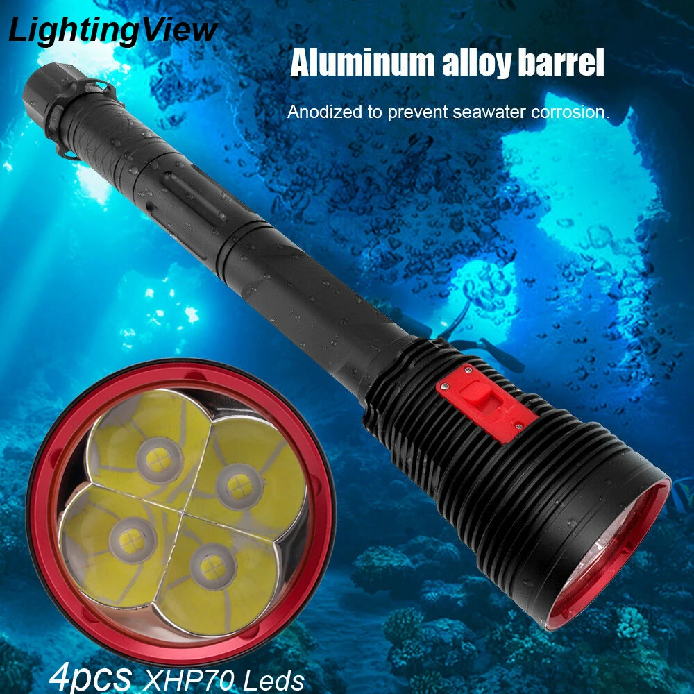 Profesionale noi IPX8 Lumina Subacvatice 4* XPH70 CONDUS de Scufundări Lanterna Spearfishing Lanterna Alimentat de Acumulator 26650 . ' - ' . 0