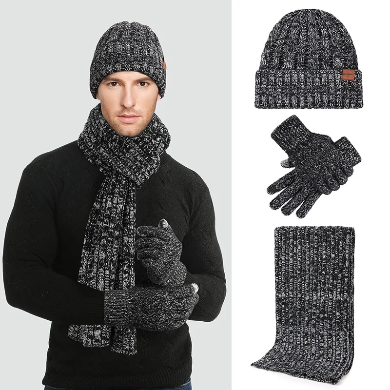 Pălărie, eșarfă, mănuși, trei-bucata set pentru adulți, toamna și iarna în aer liber protecție la frig, cald lână tricotate pălărie eșarfă set . ' - ' . 0