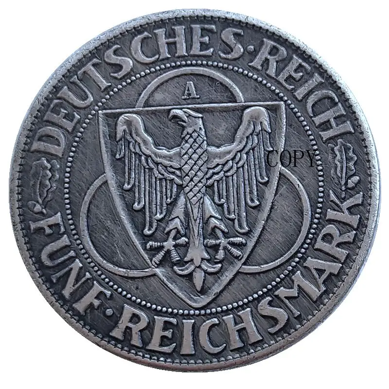 Reproducerea Argint Placat cu Germania 5 Reichsmark 1930 Monedă 30mm Decorative monedă Comemorativă . ' - ' . 0