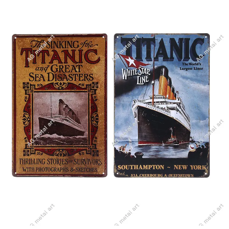 Retro Cel mai Mare din Lume White Star Liner Titanic Metal Poster Retro Semne de Epocă, Decor Acasă pentru Cafe Bar pe Plajă Perete Placi . ' - ' . 0