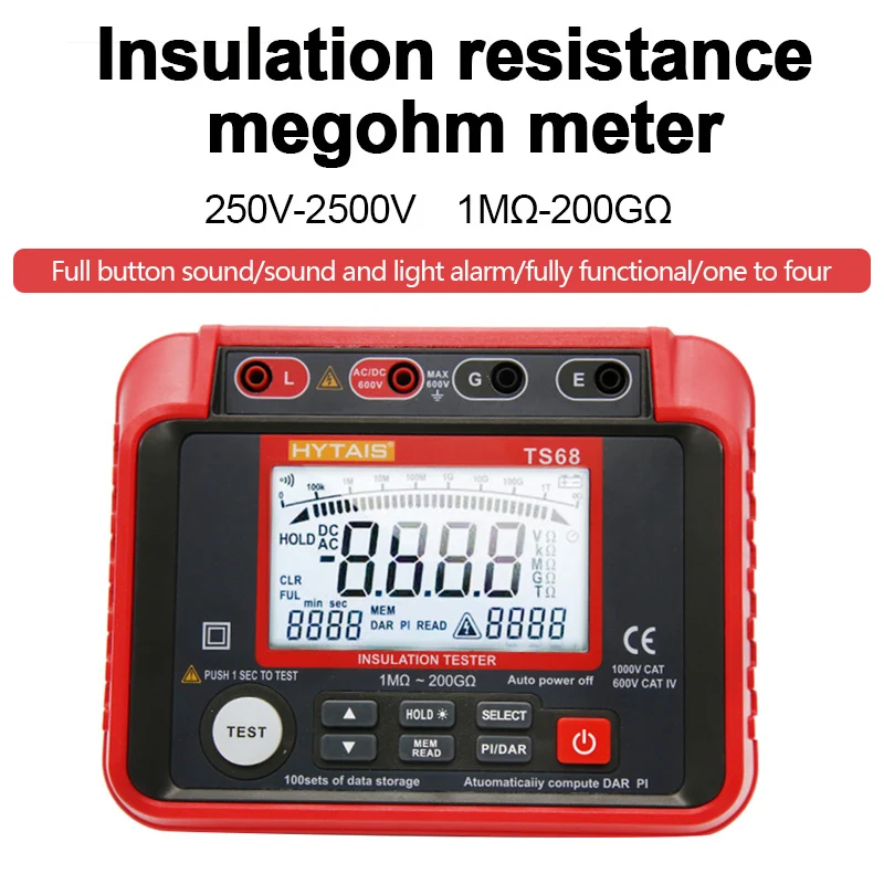 TS58/TS68 Rezistenței Izolației Digital măsurătorile cu megaohmetrul Ohm AC DC Tensiune Tester LCD măsurătorile cu megaohmetrul Megger Voltmetru Instrument . ' - ' . 0