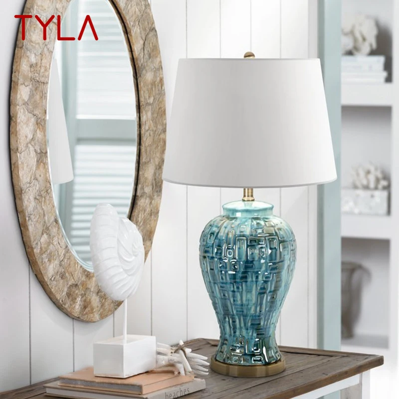 TYLA de Ceramică Contemporană, Lampa de Masa LED-uri Creative Stil American Birou Albastru Lumină pentru Decor Acasă Living Dormitor . ' - ' . 0