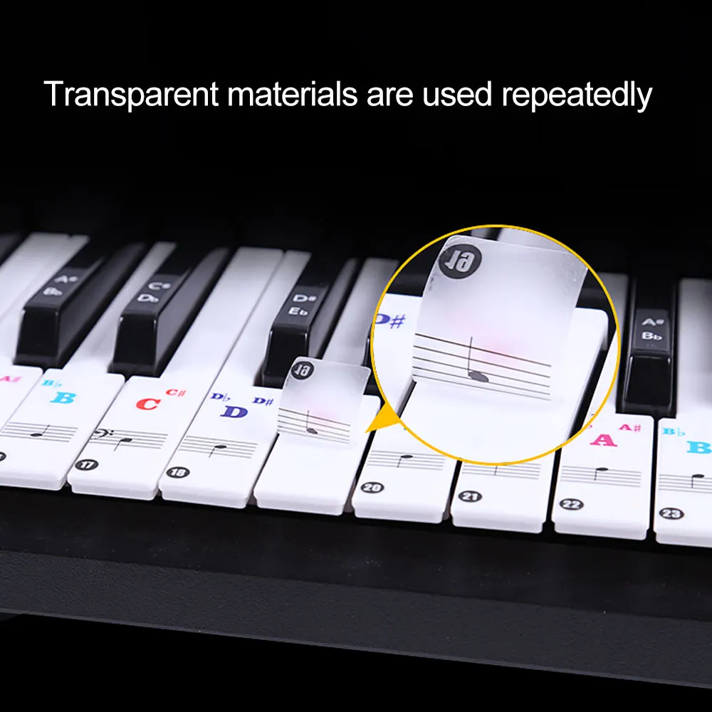 Tastatură De Pian Autocolante Colorate Transparente Pentru Clape De Pian Autocolante Pentru 49/61/76/88 Set Complet Autocolante Pian Spectru Autocolant . ' - ' . 0
