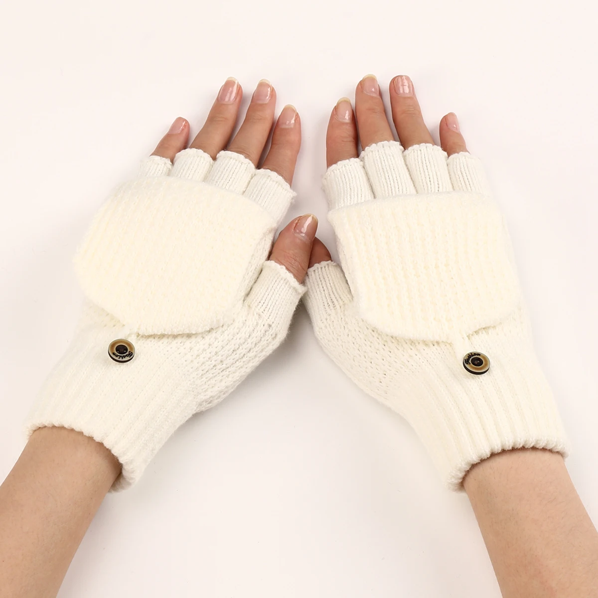 Toamna și Iarna pentru Bărbați și Femei pe Scurt cu Dungi Clapeta de Lână Deschide Deget Mănuși de Cald și la Modă Jumătate Degetul Mănuși . ' - ' . 0