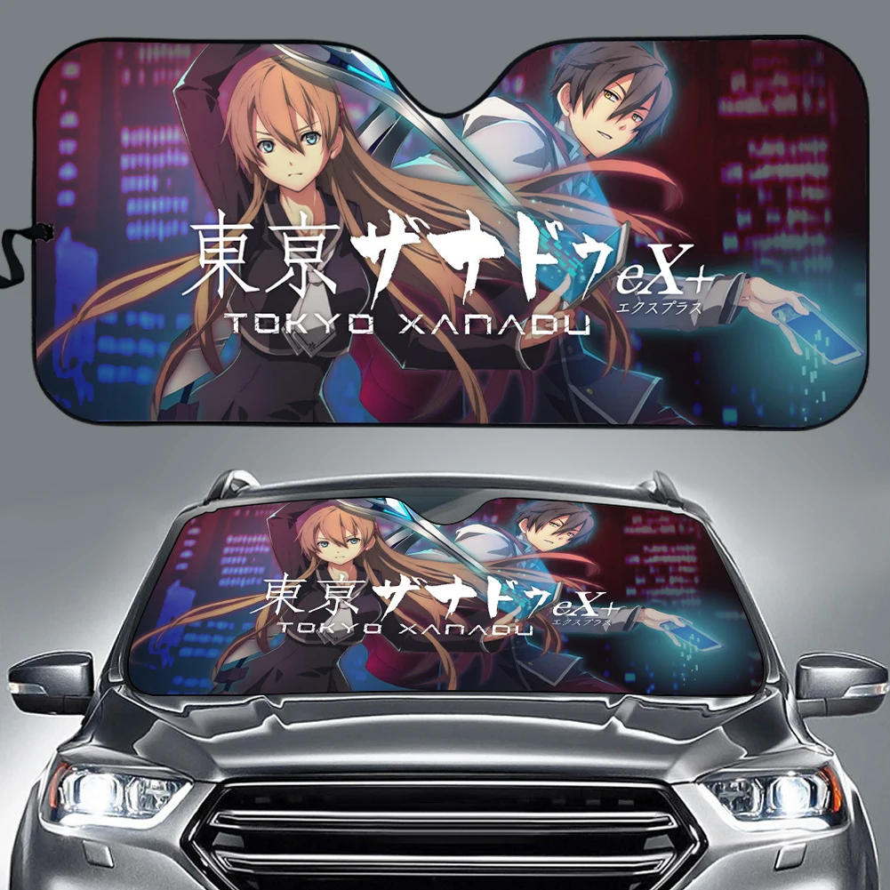 Tokyo Xanadu Tipărite parasolar Rabatabil Anime Parbriz Parasolar pentru Bărbați Craniu Accesorii Auto Universal se Potrivește cele Mai multe Masini de Vehicule . ' - ' . 0
