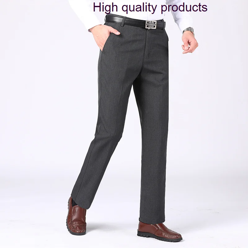 Vara Primavara Lenjerie pentru Bărbați de Înaltă Calitate Culoare Solidă de Afaceri Lungi Casual sex Masculin Costum Pantaloni Drepte Formale Om Pantaloni . ' - ' . 0