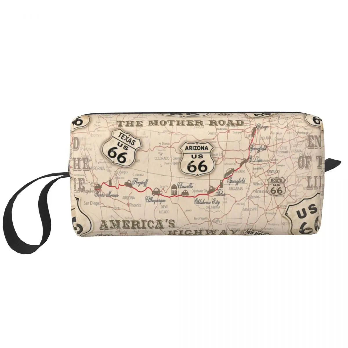 Vintage American Map Route 66 Model borsetă pentru statele UNITE ale americii Autostrăzi Machiaj Cosmetice Organizator Doamna Frumusete de Stocare Dopp Kit Cutie . ' - ' . 0