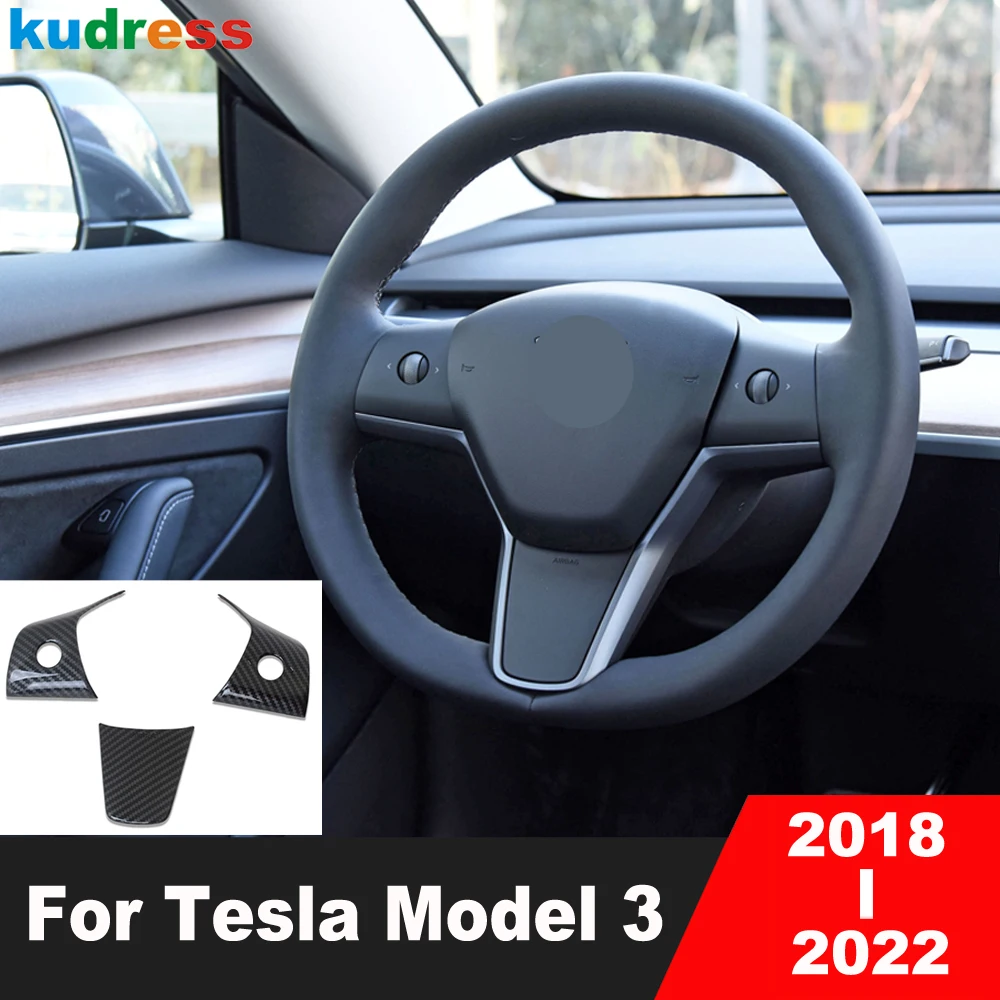Volan Masina Capac Panou Ornamental Pentru Tesla Model 3 2018 2019 2020 2021 2022 Fibra De Carbon Decor Interior Accesorii . ' - ' . 0