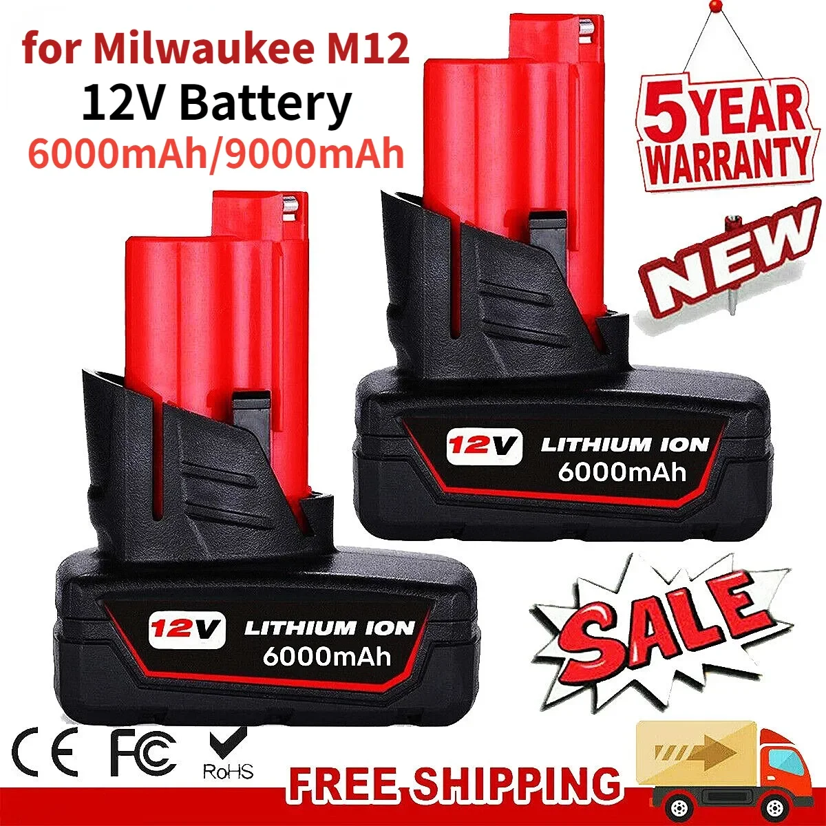 pentru Milwaukee M12 12V Baterie de 6000mAh Li-ion Baterii de schimb Milwaukee M12 Scule electrice cu Acumulator 48-11-2402 48-11-2411 Baterii . ' - ' . 0