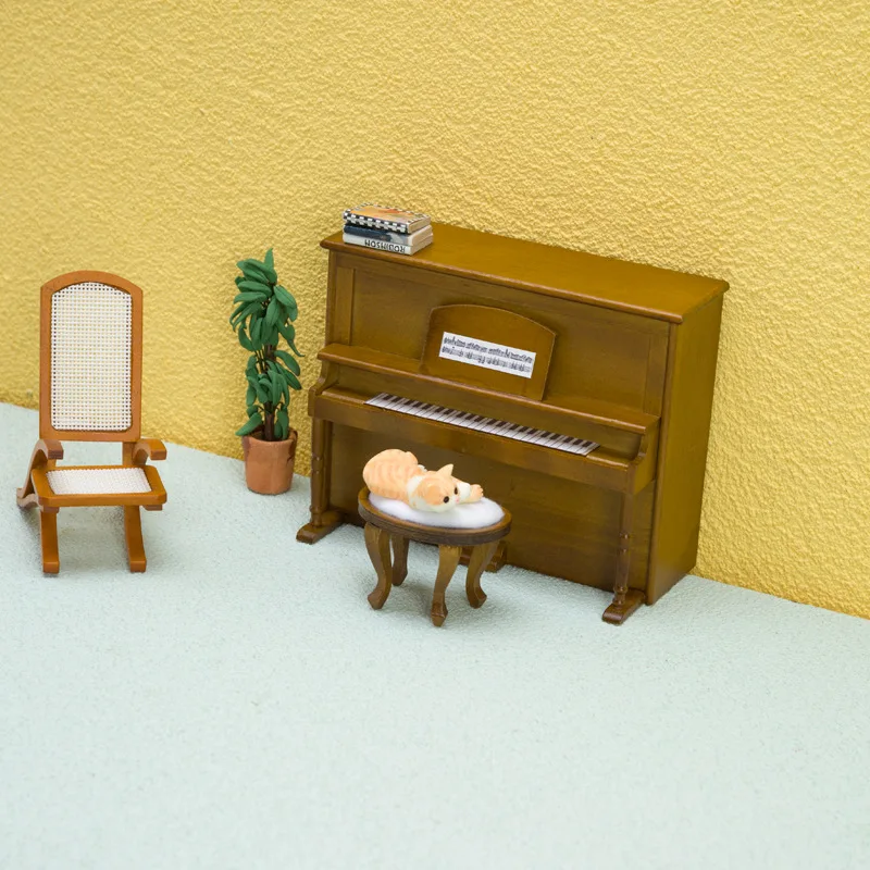 1:12 In Miniatura Din Lemn Rafinat Pian Cu Scaun De Instrumente Muzicale Model Pentru Păpuși Jucării Accesor Copii Cadou . ' - ' . 1
