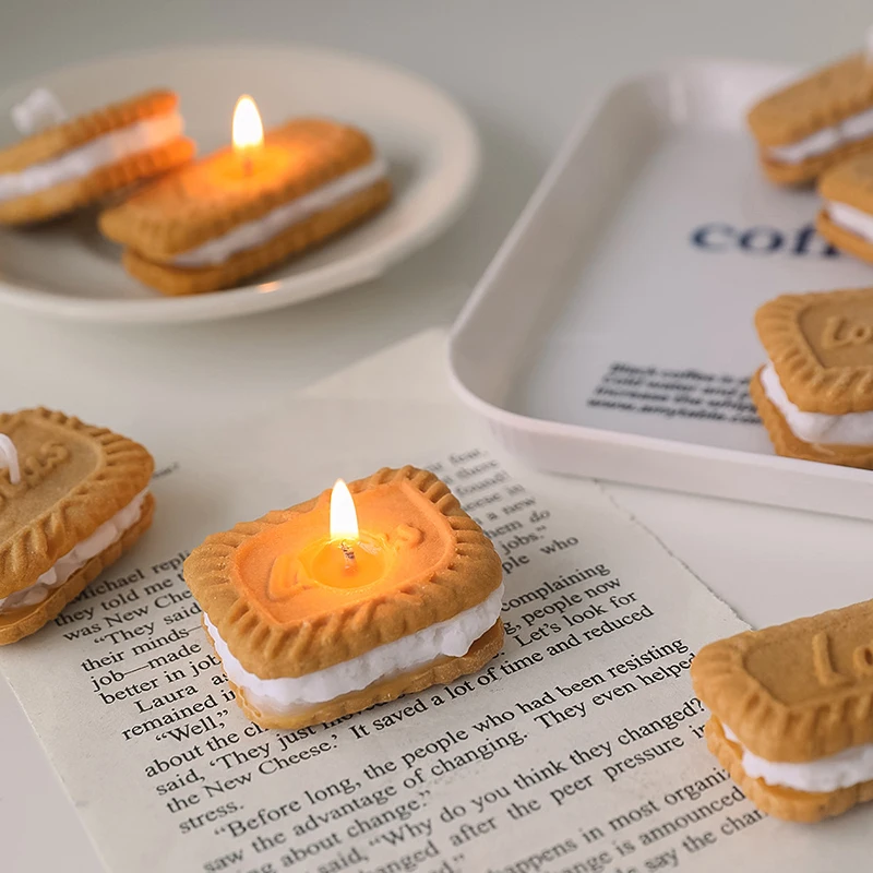 1 buc Creative Drăguț Caramel Biscuit Lumânare Simulare Cookie Aromoterapie în Formă de Sandwich Parfumate Cafea cu Lapte Partid Decor Necomestibile . ' - ' . 1