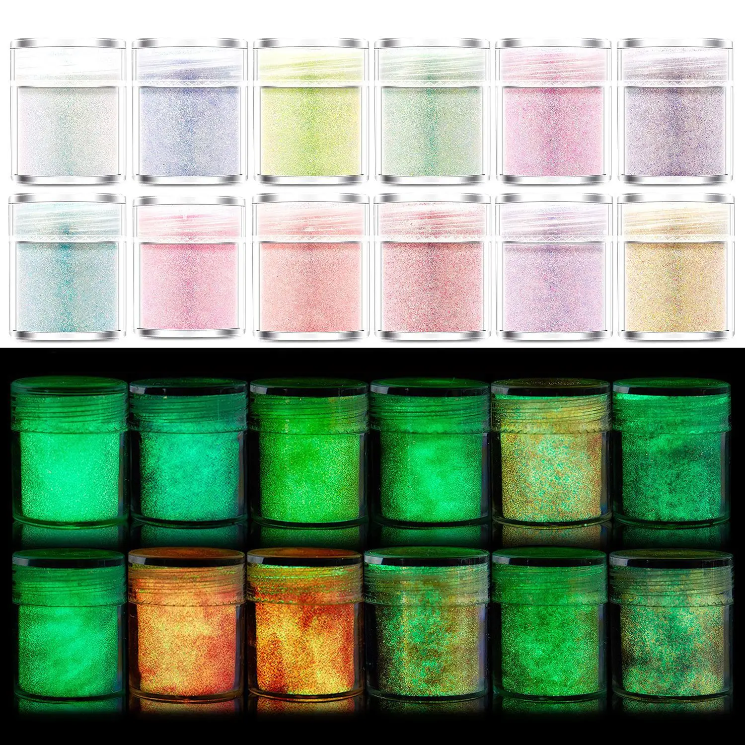 12 Culori Luminoase Pulbere de Rășină Pigment DIY Rășină Epoxidică Mucegai Nail Art Glitter Pudra Glow În Întuneric Bijuterii a Face Provizii . ' - ' . 1