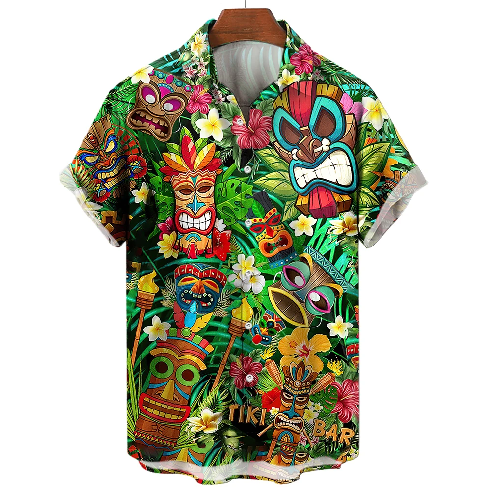 2023 Vara Print supradimensionat elegant, Cămașă Hawaiană pentru Oameni Maya Tricou Bărbați ' s Beach maneca Scurta tricou Respirabil de sus . ' - ' . 1