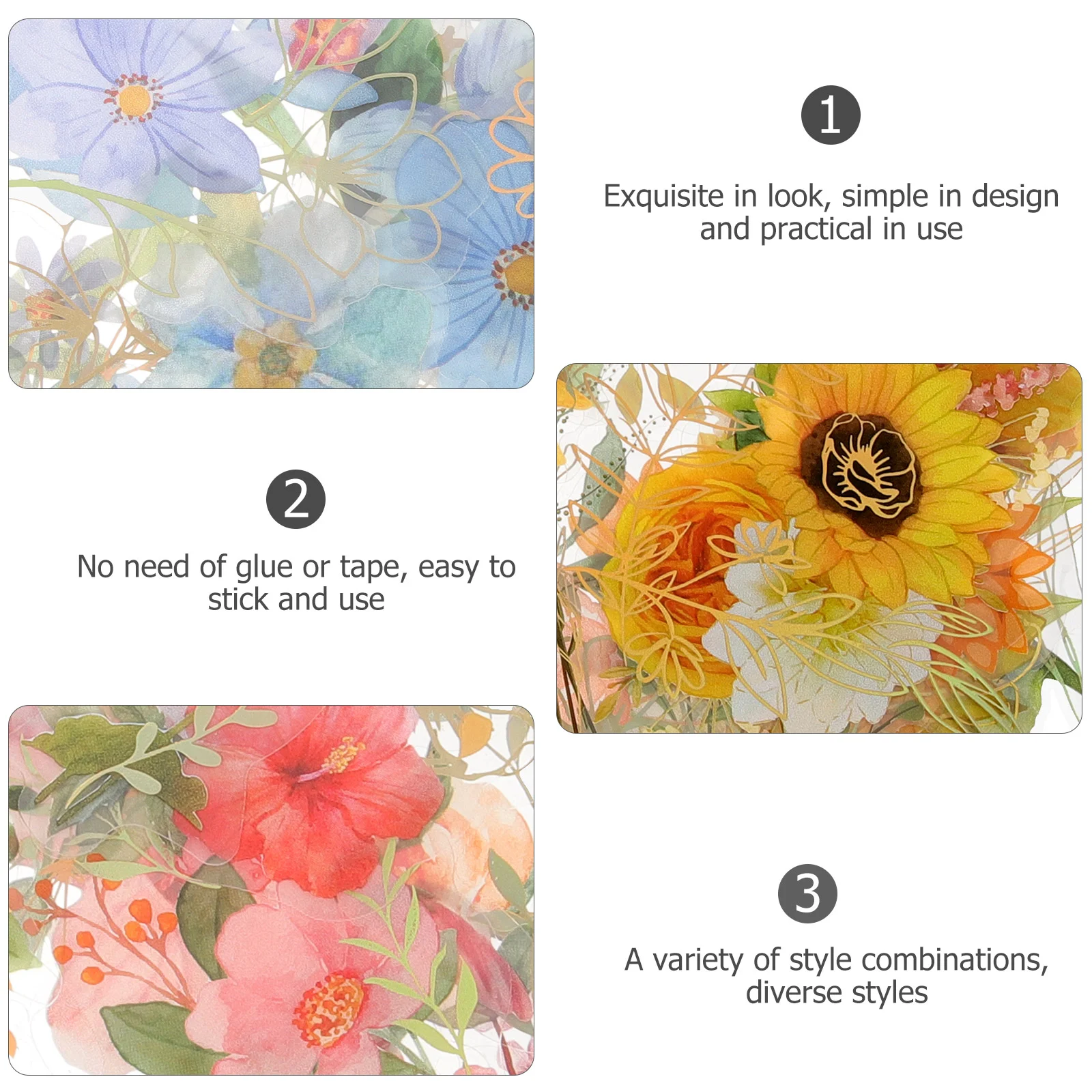 3 Seturi Jurnalul Consumabile Decor DIY Autocolante Decorative Mici Album Floare Scrapbooking Destul de animale de Companie Florale . ' - ' . 1