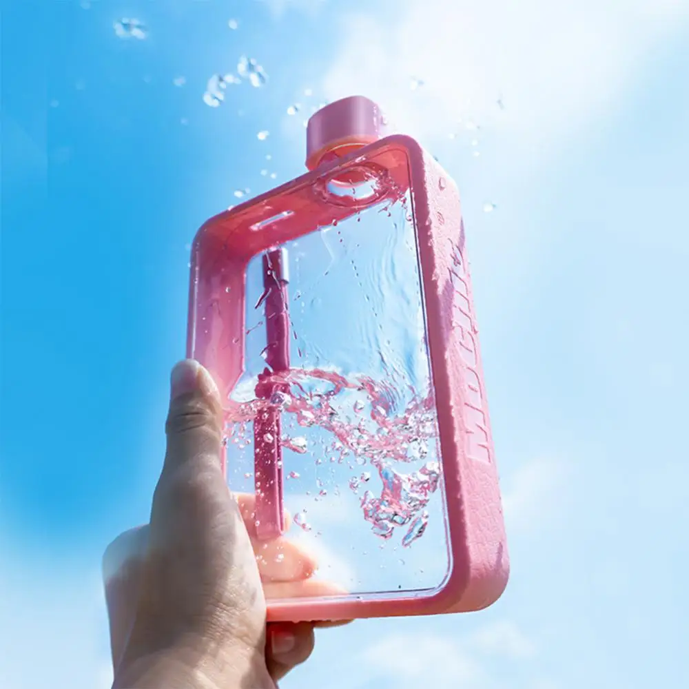 380ml Plat Cana de Apa de Mare Valoare Transparent Portabil de Fitness Sport Pătrat Sticla de Apa de Plastic în aer liber, Drumeții Drinkware Sticla . ' - ' . 1