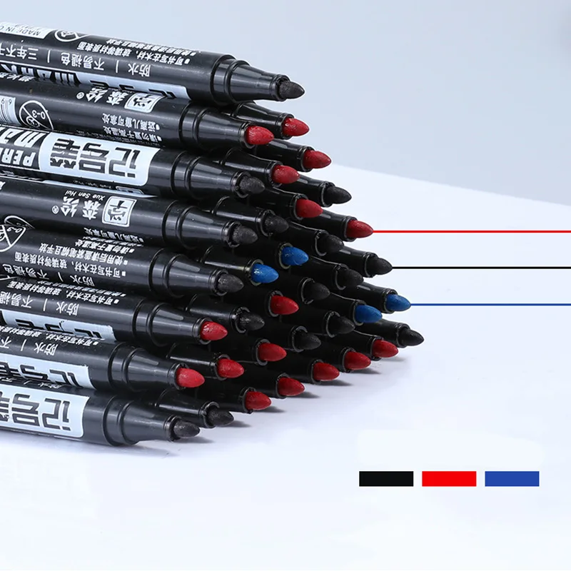 3Pcs/Set Permanentă Reîncărcabile Marker rezistent la apa Cerneală Fine Punct de Cerneală Ulei 1,5 mm Albastru Negru Roșu Rotund Toe Culoare Fin carioci . ' - ' . 1