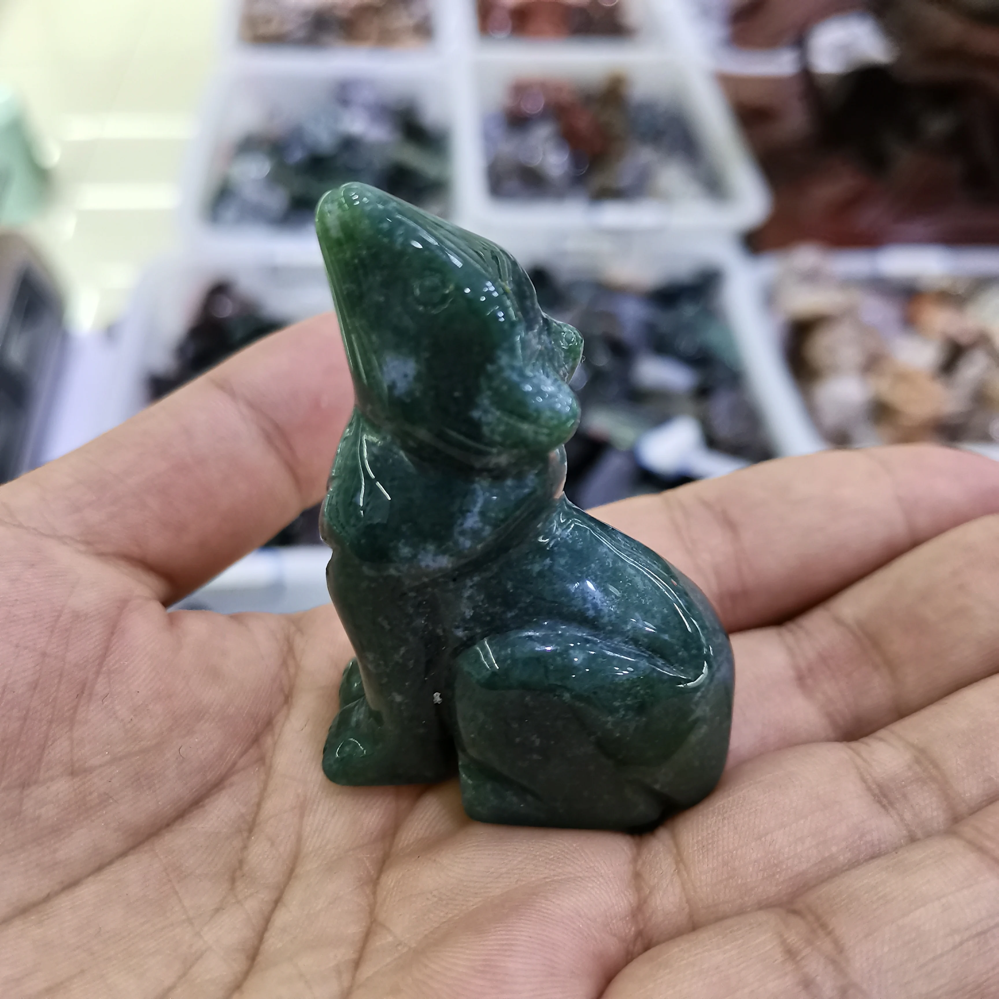 Apa iarbă Câine Statuie Minerale Vindecare Piatra Figurina Animal de Sculptură în Cristal Ornament de Energie Carft Acasă Decorare Cadouri . ' - ' . 1