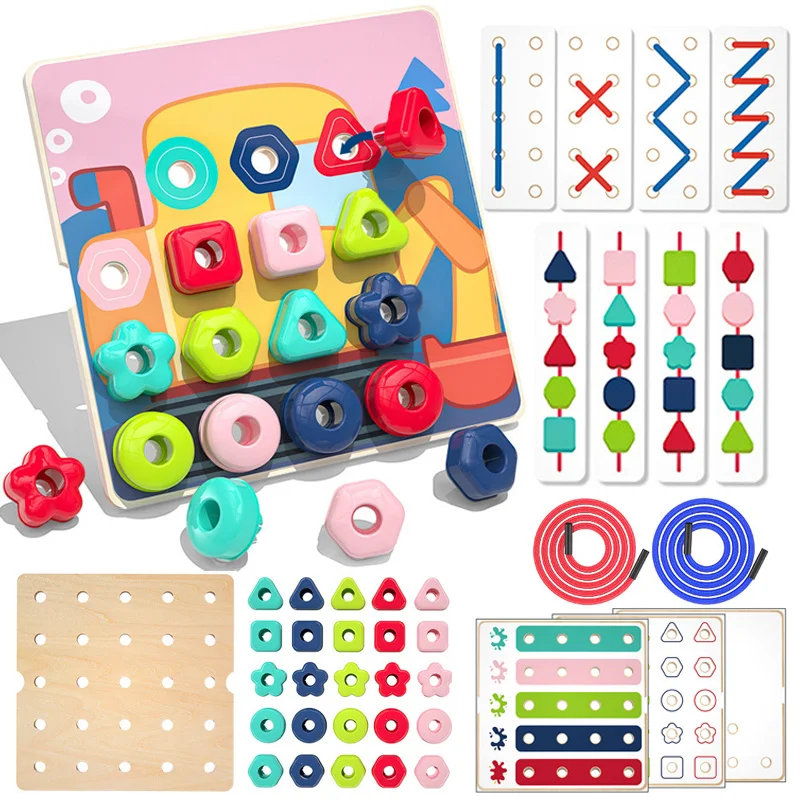 Copiii Montessori Culoare Pegboard Jucării 3D de Învățare Educație Handmade-Uri Filetare Joc de Activități de Educație Jucărie . ' - ' . 1
