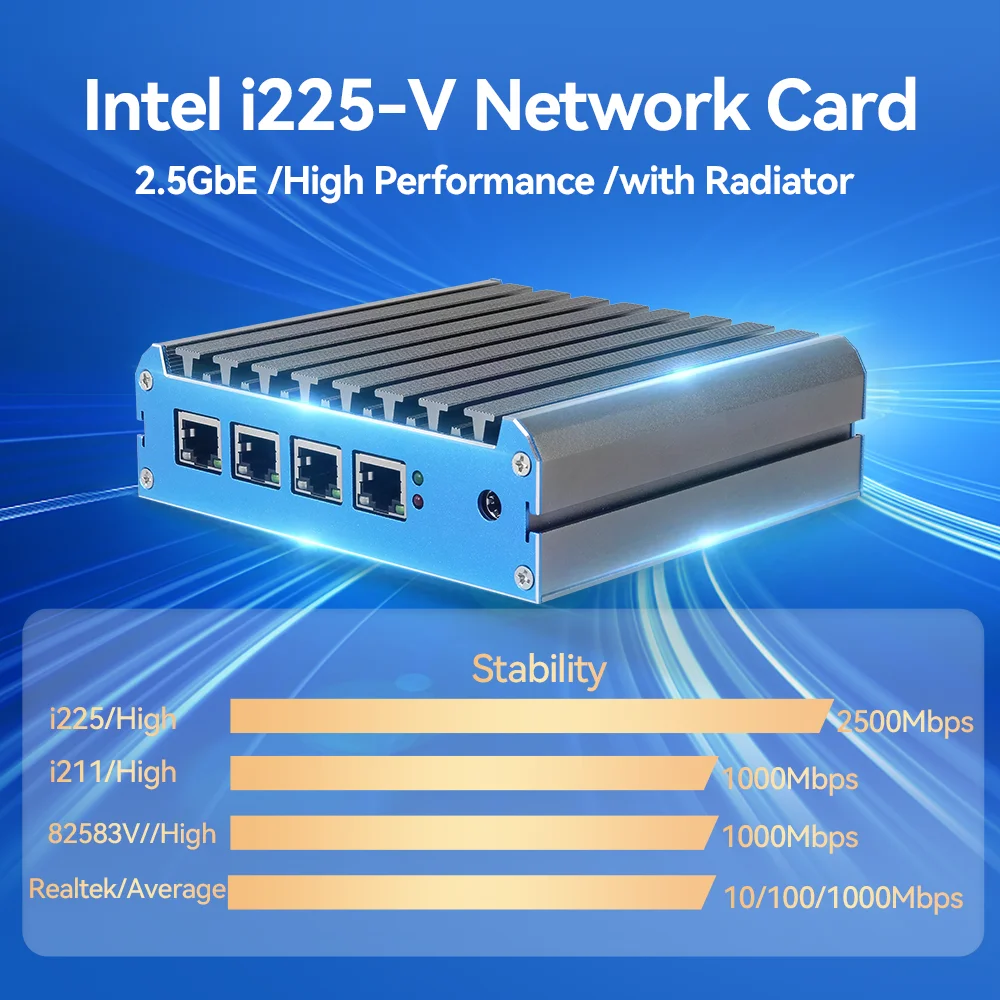 Core Celeron J4125 N5105 Intel I225V 4 NIC 2,5 G Gigabit Ethernet Firewall Gateway Router Suport PfSense OPNsense . ' - ' . 1