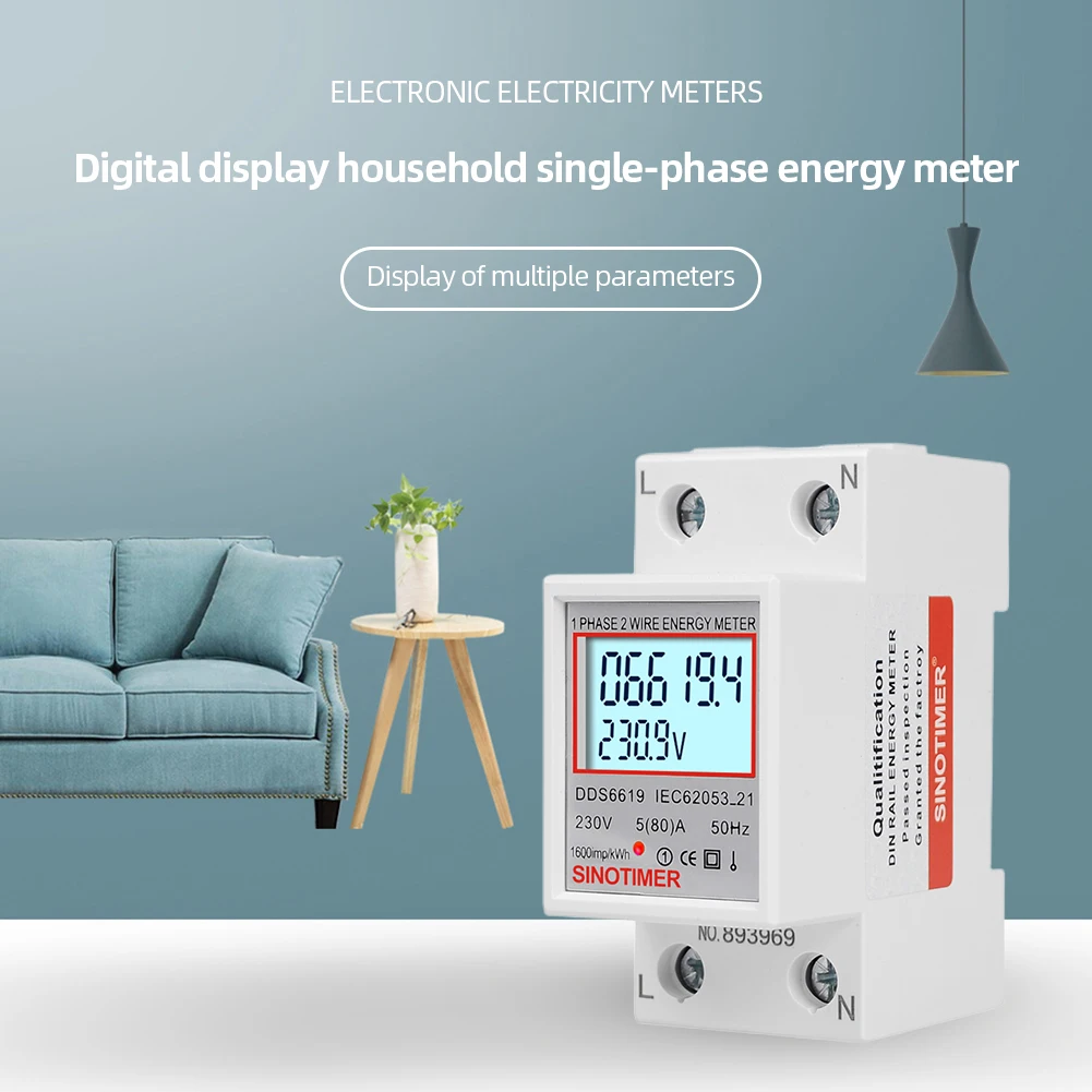 Digital Sarcină Electrică Analizor Display LCD 220V 230V Energie Electrică Monitor Super economie de Energie de 50 60Hz Instalare în Interior . ' - ' . 1