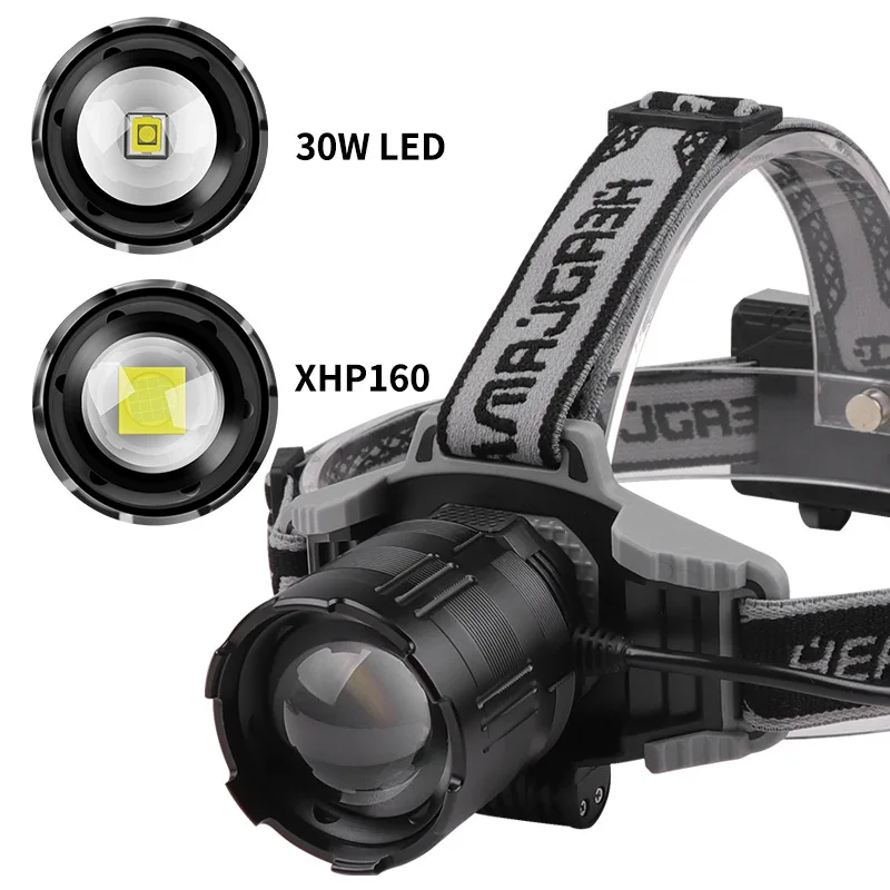 Far XHP160 LED-uri Puternice USB Reîncărcabilă Cap Lanterna 5000 de Metri Faruri LED Zoom Lampă de Cap bătaie Lungă Felinar . ' - ' . 1