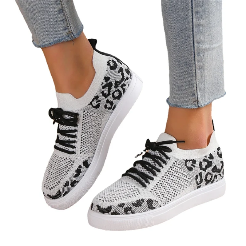 Femei Pantofi De Vara Leopard Print Cap Rotund Dantelă Sus Cu Fund Plat Confortabil Plasă De Pantofi Pentru Femei Adidas De Sex Feminin De Tenis Feminino . ' - ' . 1
