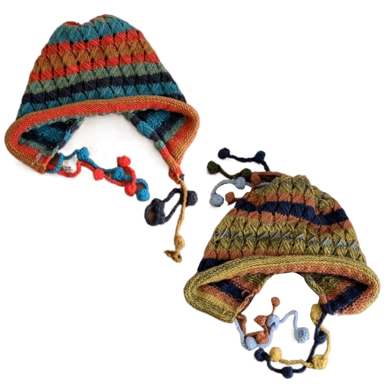 Iarna Peruvian Acoperi Urechile Beanie Hat Lambouri Ureche de Schi de Zăpadă Pălării Tricot Pom Pom Cap de Craniu Beanie pentru Femei Fete Cadouri . ' - ' . 1