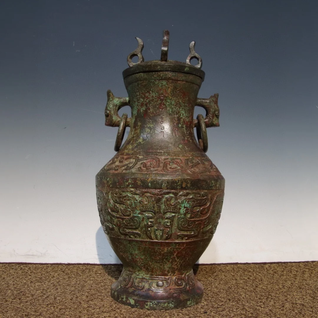 LAOJUNLU Bronz Inscripția Inel Dublu Sticla Stil 722 Tradițională Chineză Stil de Antichități Fine Art, Cadouri de Artizanat . ' - ' . 1