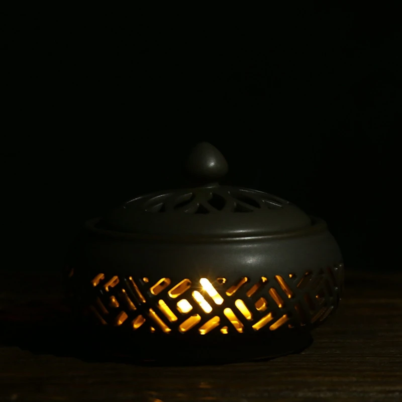 Lumina De Noapte Mici Farfurie Arzător De Tămâie, Lemn De Santal Ceramice Arzător De Tămâie Camera Aromaterapie Cuptor Decor . ' - ' . 1
