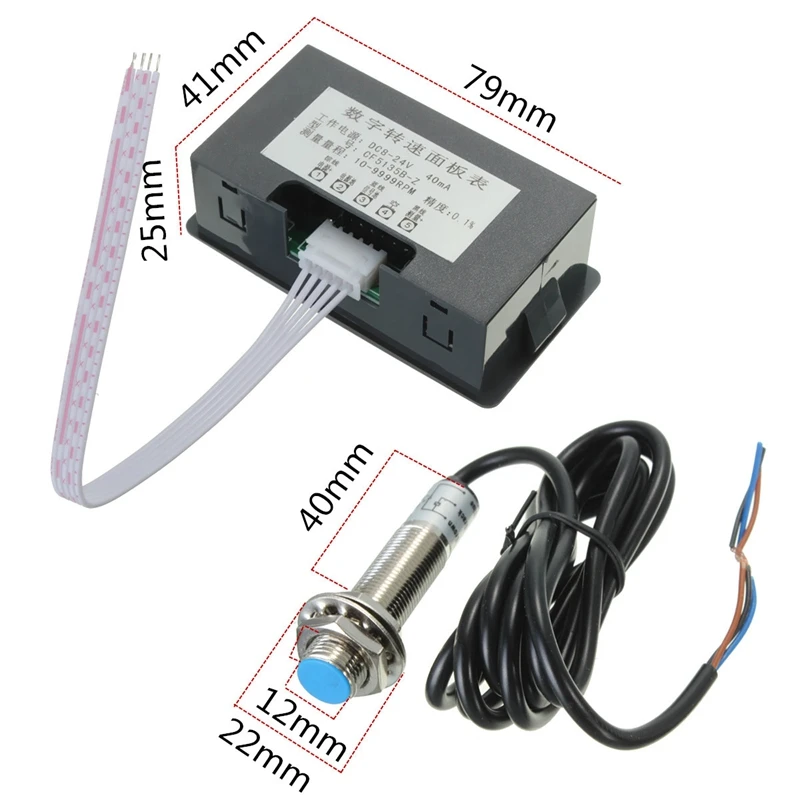 M12 100HZ Auto Tahometru Digital LED Indicator RPM 5-9999 Metru de Viteză+Hol Comutatorul de Proximitate Senzor de Tachomete Auto Piese de Interior . ' - ' . 1